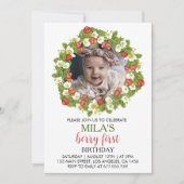 ストロベリーファースト誕生日招待状ベリースイーツ 招待状 (正面)