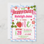 ストロベリーファースト誕生日招待状 – ブループレイド 招待状 (正面)