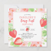 ストロベリーファースト誕生日招待状 招待状 (正面)