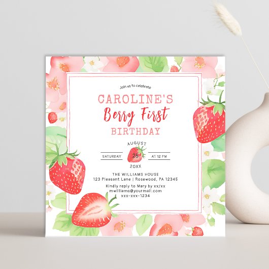 ストロベリーファースト誕生日招待状 招待状