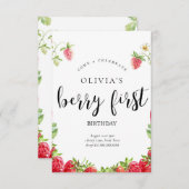 ストロベリーファースト誕生日招待状 招待状 (正面/裏面)