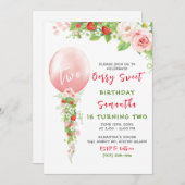 ストロベリーファースト誕生日招待状 招待状 (正面/裏面)