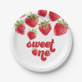 ストロベリーファースト誕生日紙プレート ペーパープレート (正面)