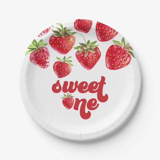 ストロベリーファースト誕生日紙プレート ペーパープレート (正面)