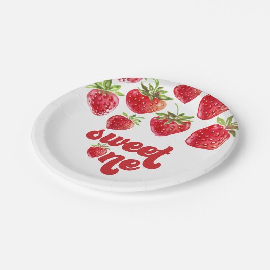 ストロベリーファースト誕生日紙プレート ペーパープレート (アングル)