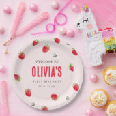 ストロベリーファースト誕生日紙プレート ペーパープレート (パーティー)