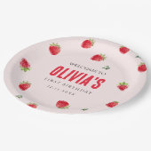 ストロベリーファースト誕生日紙プレート ペーパープレート (アングル)