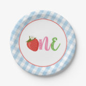 ストロベリーファースト誕生日紙プレート- ONE - LB ペーパープレート (正面)