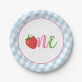 ストロベリーファースト誕生日紙プレート- ONE - LBP ペーパープレート (正面)