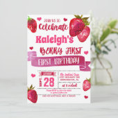 ストロベリーファースト誕生日(オールピンク)招待状 招待状 (スタンド正面)