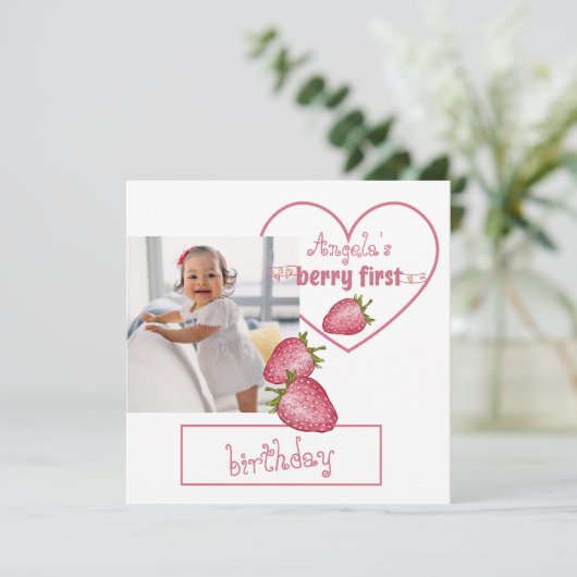 ストロベリーファースト誕生日 サンキューカード (スタンド正面)