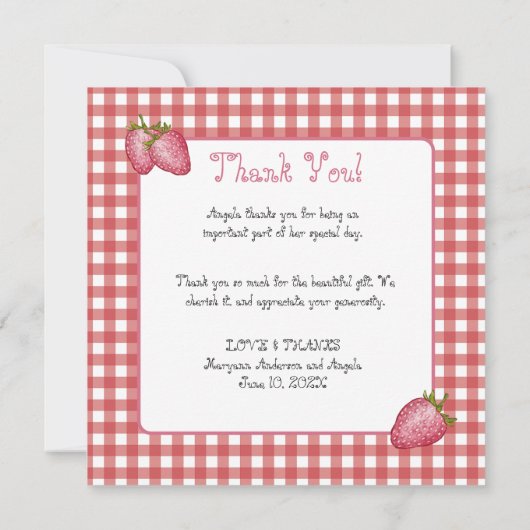ストロベリーファースト誕生日 サンキューカード (裏面)