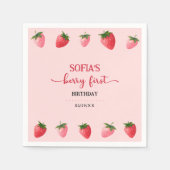 ストロベリーファースト誕生日 スタンダードカクテルナプキン (正面)