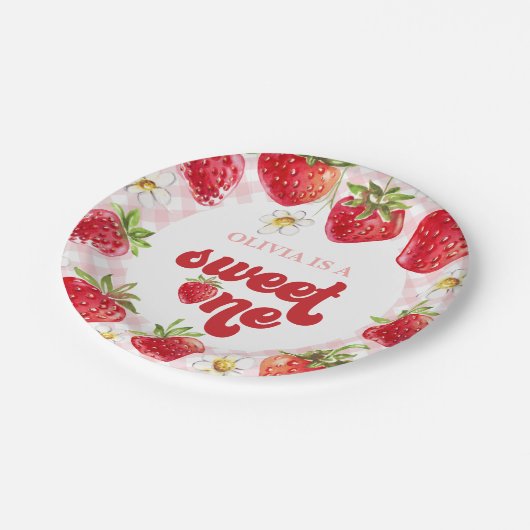 ストロベリーファースト誕生日 ペーパープレート (アングル)