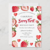 ストロベリーファースト誕生日 招待状 (正面)
