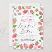 ストロベリーファースト誕生日 招待状 (正面)