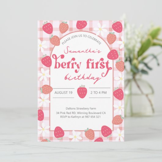 ストロベリーファースト誕生日 招待状 (スタンド正面)
