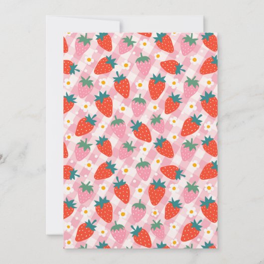 ストロベリーファースト1歳の誕生日ギンガム 招待状 (裏面)