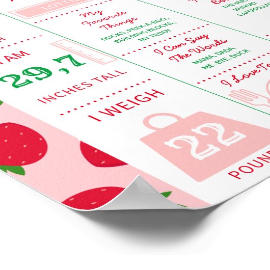 ストロベリーファースト1歳の誕生日マイルストーンスウィートワン ポスター (角)