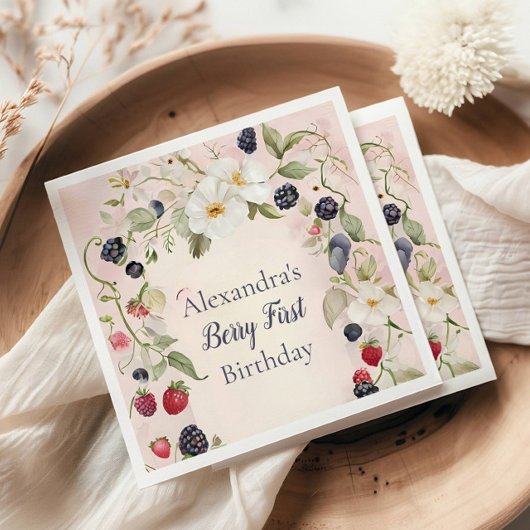 ストロベリーファースト1歳パーティー スタンダードカクテルナプキン