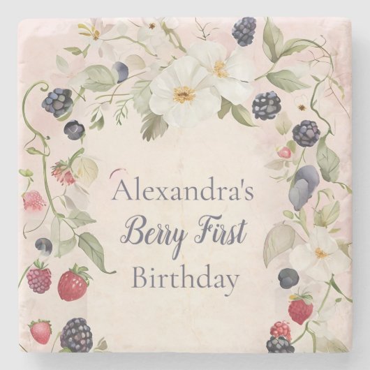 ストロベリーファースト1歳パーティー ストーンコースター (正面)