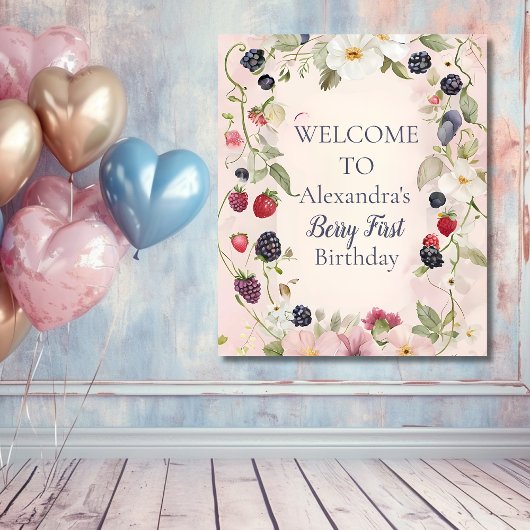 ストロベリーファースト1歳パーティー タペストリー