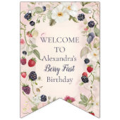 ストロベリーファースト1歳パーティー バンティングフラッグ (第1の旗)