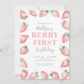 ストロベリーファースト1歳パーティー 招待状 (正面)