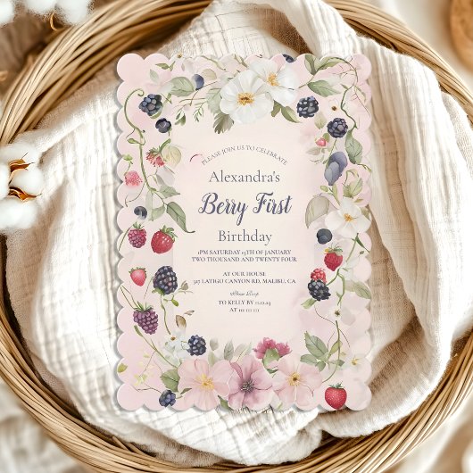 ストロベリーファースト1歳パーティー 招待状