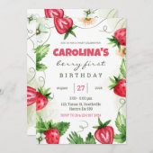 ストロベリーファースト1歳パーティー 招待状 (正面/裏面)