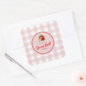 ストロベリーファースト1th誕生日ピンクギンガム スクエアシール (封筒)