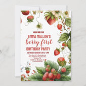 ストロベリーファースト・ガールの誕生日 招待状 (正面)