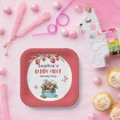 ストロベリーファースト・ガール1stバースデーナプキン ペーパープレート (パーティー)