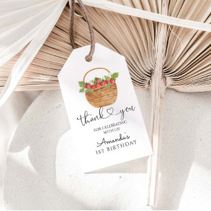 ストロベリーファースト・ガール1st誕生日パーティー ギフトタグ