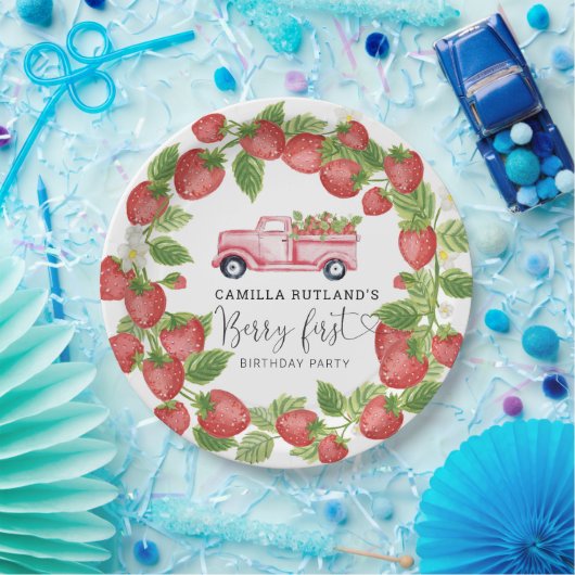 ストロベリーファースト・ガール1st誕生日パーティー ペーパープレート (パーティー)