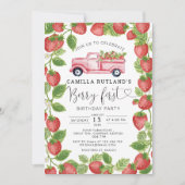 ストロベリーファースト・ガール1st誕生日パーティー 招待状 (正面)