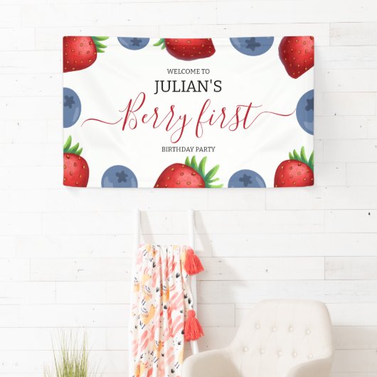 ストロベリーファースト・ガール1st誕生日パーティー 横断幕 (インサイチュ)