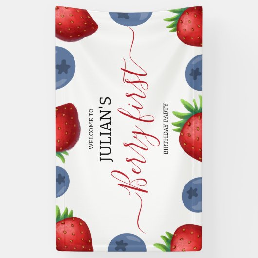 ストロベリーファースト・ガール1st誕生日パーティー 横断幕 (縦)