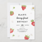 ストロベリーファースト・ガール1st誕生日 招待状 (正面)