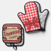 ストロベリーファーム 鍋つかみ&鍋敷きセット (正面/裏面)