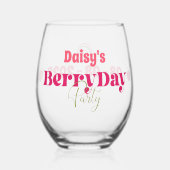 ストロベリーフィールズデライト誕生日 ステムなしワイングラス (正面)