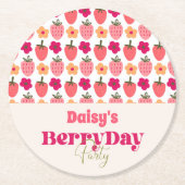 ストロベリーフィールズデライト誕生日 ラウンドペーパーコースター (正面)