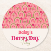 ストロベリーフィールズデライト誕生日 ラウンドペーパーコースター (正面)