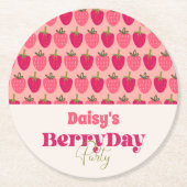 ストロベリーフィールズデライト誕生日 ラウンドペーパーコースター (正面)