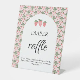 ストロベリーフィールドベビーシャワーおむつラッフルサイン 台座サイン