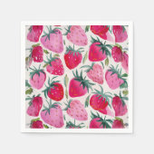 ストロベリーフィールド夏のタイムピクニックピンク スタンダードカクテルナプキン (正面)