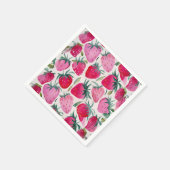 ストロベリーフィールド夏のタイムピクニックピンク スタンダードカクテルナプキン (角)