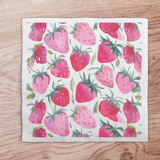 ストロベリーフィールド夏のタイムピクニックピンク スタンダードカクテルナプキン