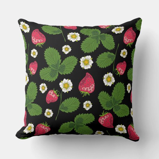 ストロベリーフィールド（黒） クッション (正面)