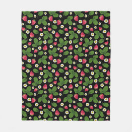 ストロベリーフィールド(黒) フリースブランケット